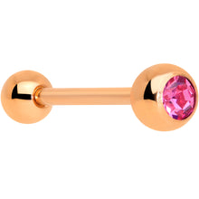 Load image into Gallery viewer, Pink Gem Rose Gold Tone Barbell Tongue Ring
