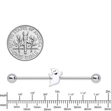 Load image into Gallery viewer, 14G Happy Ghost Halloween Industrial Barbell 38mm
