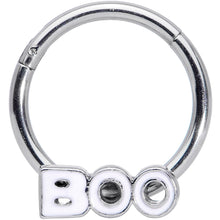 Load image into Gallery viewer, 16G 3/8 White Boo Halloween Hinged Segment Ring
