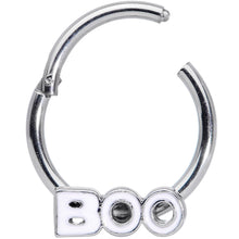 Load image into Gallery viewer, 16G 3/8 White Boo Halloween Hinged Segment Ring
