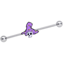 Load image into Gallery viewer, 14G Skull Purple Witch Hat Halloween Industrial Barbell 38mm
