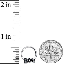 Load image into Gallery viewer, 16G 3/8 Clear Gem Black Boo Halloween Hinged Segment Ring
