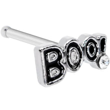 Load image into Gallery viewer, 20G 1/4 Clear Gem Black Boo Halloween Nose Bone
