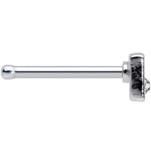 Load image into Gallery viewer, 20G 1/4 Clear Gem Black Boo Halloween Nose Bone
