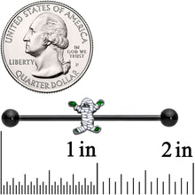 Load image into Gallery viewer, 14G Black Green Mummy Halloween Industrial Barbell 38mm
