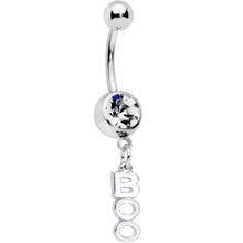 Load image into Gallery viewer, Clear Gem White Boo Halloween Dangle Belly Ring
