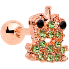 Load image into Gallery viewer, 16G 1/4 Green Gem Rose Gold Tone Royal Frog Cartilage Tragus
