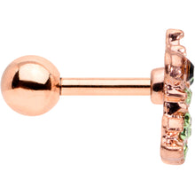 Load image into Gallery viewer, 16G 1/4 Green Gem Rose Gold Tone Royal Frog Cartilage Tragus
