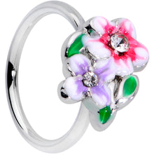 Load image into Gallery viewer, 20G 5/16 Clear Gem Fanciful Flowers Nose Hoop
