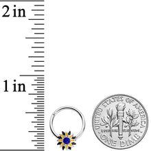 Load image into Gallery viewer, 16G 3/8 Blue Faux Druzy Sunflower Hinged Segment Ring

