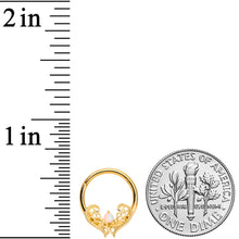Load image into Gallery viewer, 16G 3/8 White Synth Opal Gold Tone Lace Heart Hinged Segment Ring
