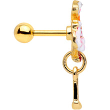 Load image into Gallery viewer, 16G 1/4 Gold Tone Pink Flamingo Dangle Cartilage Tragus Earring
