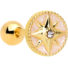 Load image into Gallery viewer, 16G 1/4 Clear Gem Gold Tone Sailors Compass Cartilage Tragus
