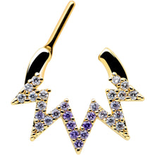 Load image into Gallery viewer, 16G 5/16 Clear Purple Gem Gold Tone Lightning Cartilage Clicker
