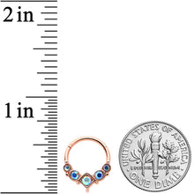 Load image into Gallery viewer, 16G 3/8 Aurora Gem Rose Gold Tone Circles Hinged Segment Ring
