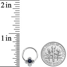Load image into Gallery viewer, 16G 3/8 Blue Gem Stylized Deco Cross Hinged Segment Ring
