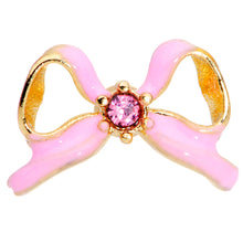 Load image into Gallery viewer, 16G 5/16 Pink Gem Gold Tone Pink Bow Labret Monroe Tragus
