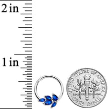 Load image into Gallery viewer, 16G 3/8 Blue Gem Raindrop Hinged Segment Ring
