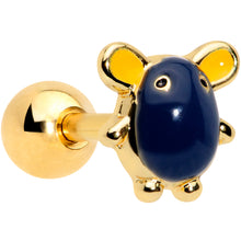 Load image into Gallery viewer, 16G 1/4 Gold Tone Black Mouse Cartilage Tragus Earring
