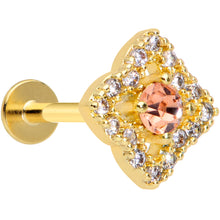 Load image into Gallery viewer, 16G 5/16 Clear CZ Gem Gold Tone Rhombus Labret Monroe Tragus
