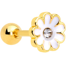Load image into Gallery viewer, 16G 1/4 Clear Gem Gold Tone Daisy Flower Cartilage Tragus Earring
