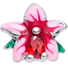 Load image into Gallery viewer, 20G 5/16 Red Gem Exotic Flower Nose Hoop
