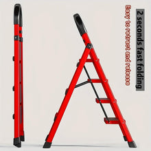 Load image into Gallery viewer, Folding 3/4-Step Ladder – Portable Steel Step Stool, Anti-Slip
