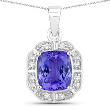 Load image into Gallery viewer, 2.52 Carat Genuine Tanzanite and White Diamond 14K White Gold Pendant
