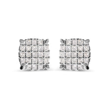 Load image into Gallery viewer, 10K White Gold 3/4 Cttw Princess Diamond Composite Cushion Shape Stud Earrings (I-J Color, I1-I2 Clarity)
