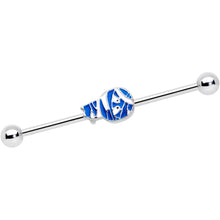 Load image into Gallery viewer, 14G Blue White Mummy Halloween Industrial Barbell 38mm
