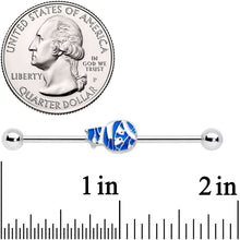 Load image into Gallery viewer, 14G Blue White Mummy Halloween Industrial Barbell 38mm
