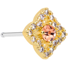 Load image into Gallery viewer, 20G 1/4 Clear CZ Gem Gold Tone Rhombus Royale Nose Bone
