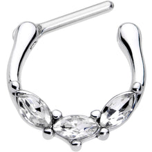 Load image into Gallery viewer, 16G 5/16 Clear Gem Oval Trio Cartilage Clicker
