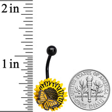 Load image into Gallery viewer, Black Sunflower Butterfly Belly Ring
