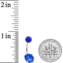 Load image into Gallery viewer, Blue Faux Turquoise Disco Ball Belly Ring
