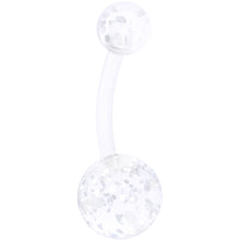 Load image into Gallery viewer, Clear Aurora Gem UV Glow Disco Belly Ring Set of 4
