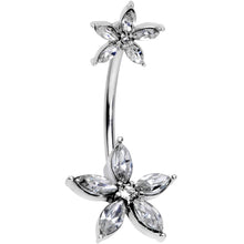 Load image into Gallery viewer, Clear Gem Starry Flower Double Mount Belly Ring

