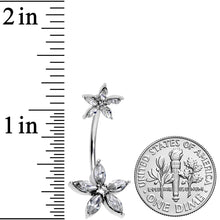 Load image into Gallery viewer, Clear Gem Starry Flower Double Mount Belly Ring
