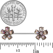 Load image into Gallery viewer, 14G 9/16 Dark Aurora Gem Fabulous Flowers Nipple Ring Set
