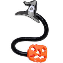 Load image into Gallery viewer, 14G 3/8 Black Witch Cap Pumpkin Halloween Spiral Twister Belly Ring
