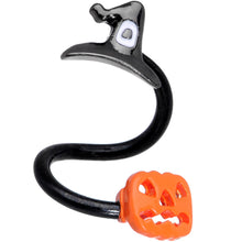 Load image into Gallery viewer, 14G 3/8 Black Witch Cap Pumpkin Halloween Spiral Twister Belly Ring
