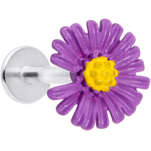 Load image into Gallery viewer, 16G 5/16 Purple Daisy Flower Labret Monroe Tragus
