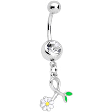 Load image into Gallery viewer, Clear Gem Daisy Curl Flower Dangle Belly Ring
