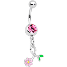 Load image into Gallery viewer, Pink Gem Daisy Curl Flower Dangle Belly Ring
