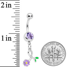 Load image into Gallery viewer, Purple Gem Daisy Curl Flower Dangle Belly Ring
