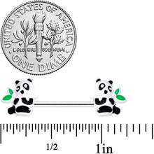 Load image into Gallery viewer, 14G 9/16 Pretty Panda Bear Barbell Nipple Ring Set
