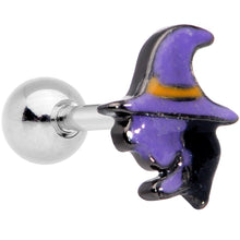 Load image into Gallery viewer, 16G 1/4 Purple Witch Halloween Cartilage Tragus

