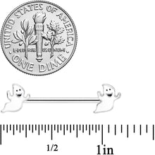 Load image into Gallery viewer, 14G 5/8 Happy Ghost Halloween Barbell Nipple Ring Set

