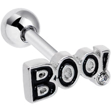 Load image into Gallery viewer, 16G 1/4 Clear Gem Black Boo Halloween Cartilage Tragus Earring
