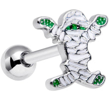 Load image into Gallery viewer, 16G 1/4 Green White Mummy Halloween Cartilage Tragus Earring
